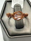 Copper Wire Wrapped Rose Quartz Ring - Size 8.5