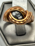 Copper Wire Wrapped Pinolith Ring - Size 9.5